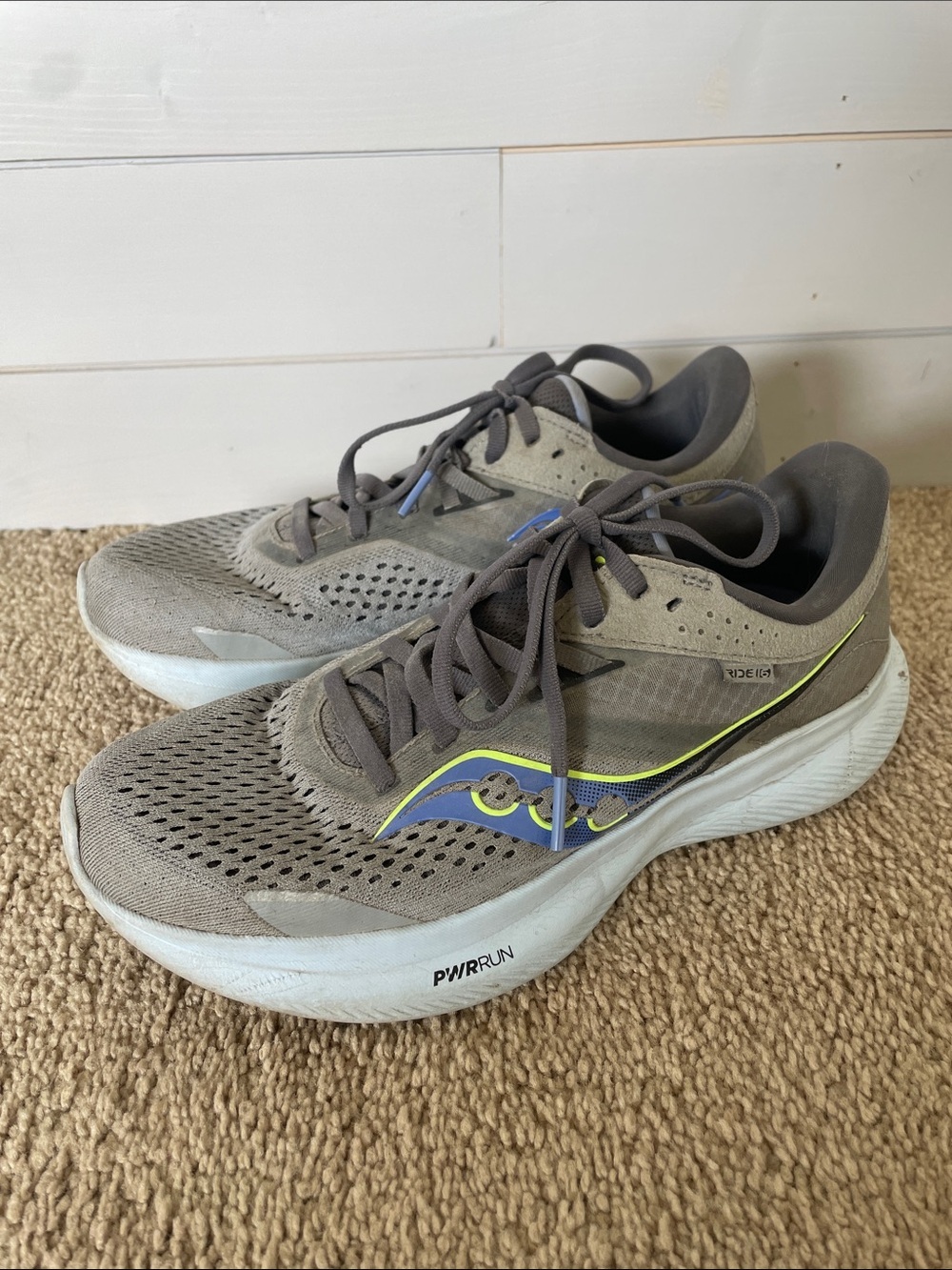 Saucony Ride 16 “Fossil Pool” Running Shoes Women’s 8 Grey Trainers Comfort Shoe